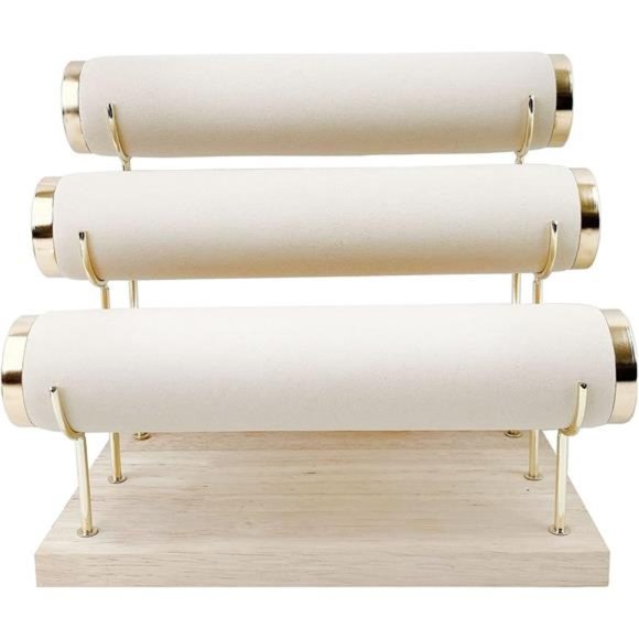 Detachable Bracelet Holder,Three Tier Racks Jewelry Display Stand,Stylish Velvet - Picture 2 of 7